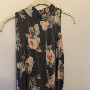 Light grey and flower mock neck dress